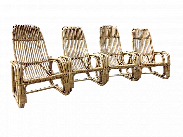 4 Poltrone in bambù, anni '70