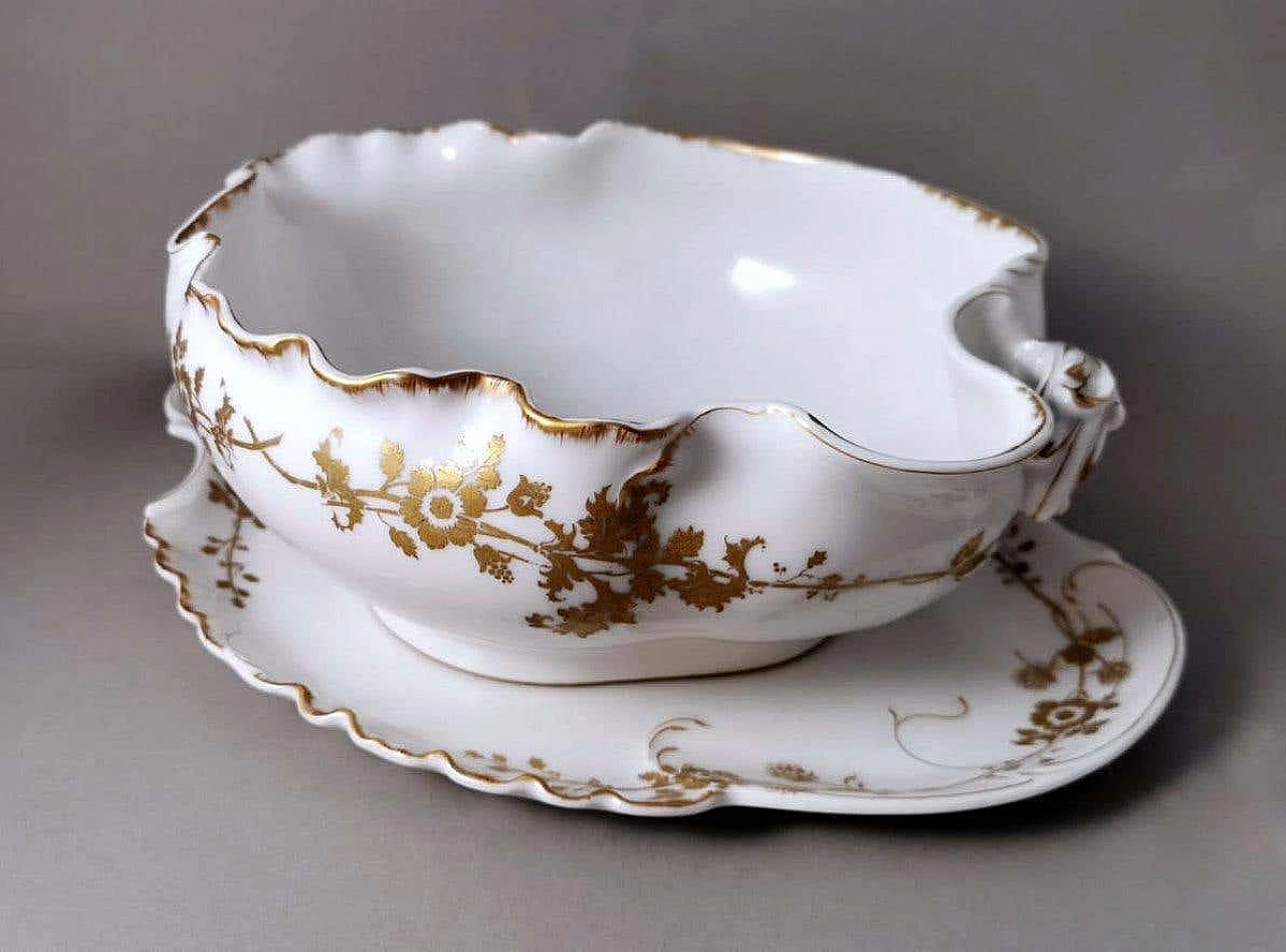 Insalatiera con vassoio in porcellana Limoges di Haviland & Co., inizio '900 1