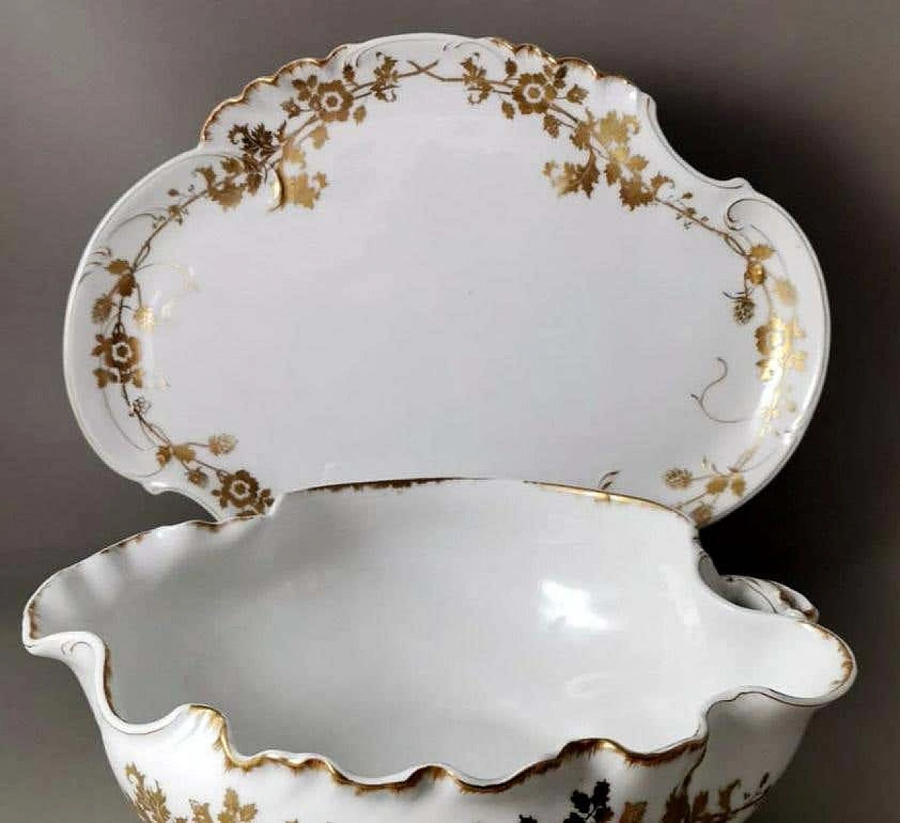 Insalatiera con vassoio in porcellana Limoges di Haviland & Co., inizio '900 6