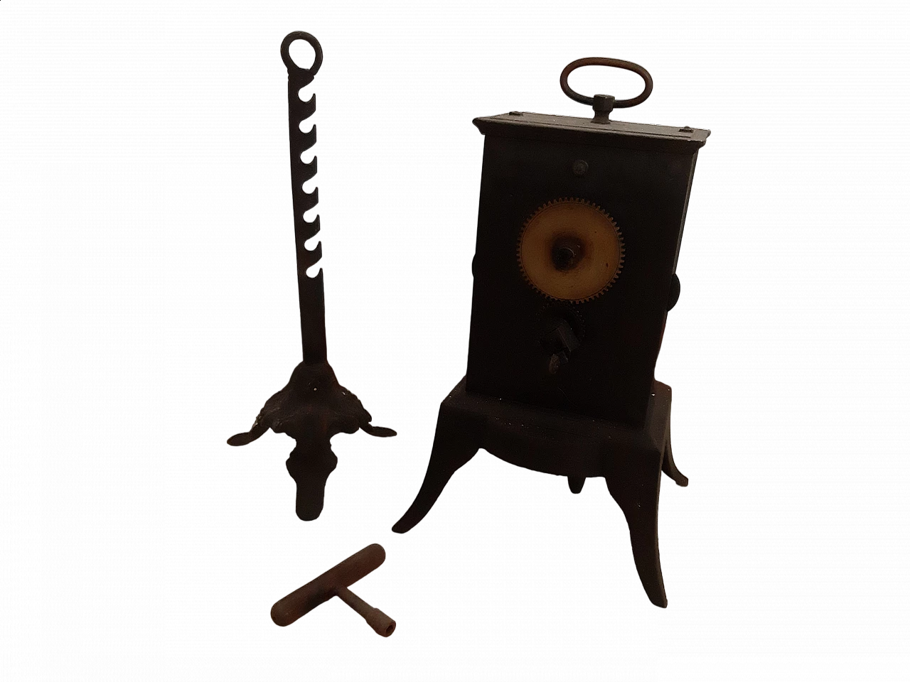 Girarrosto da camino in ghisa, inizio '900 8