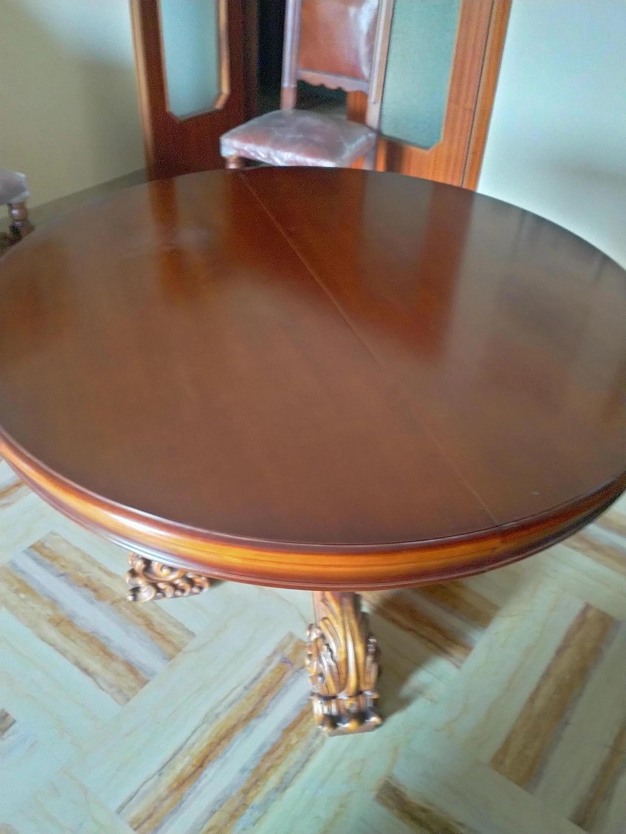 Tavolo rotondo allungabile in noce di Enio Bettarini per 4CM, anni '70 5