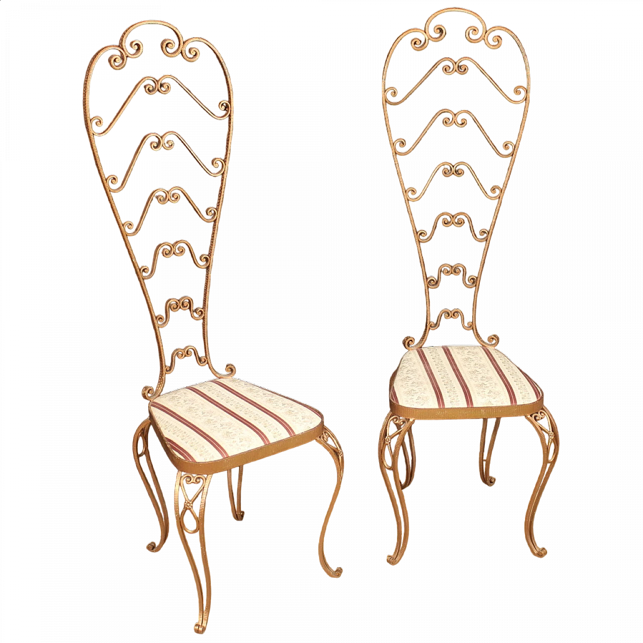 Pair of gilded metal chairs by Pier Luigi Colli, 1960s 14