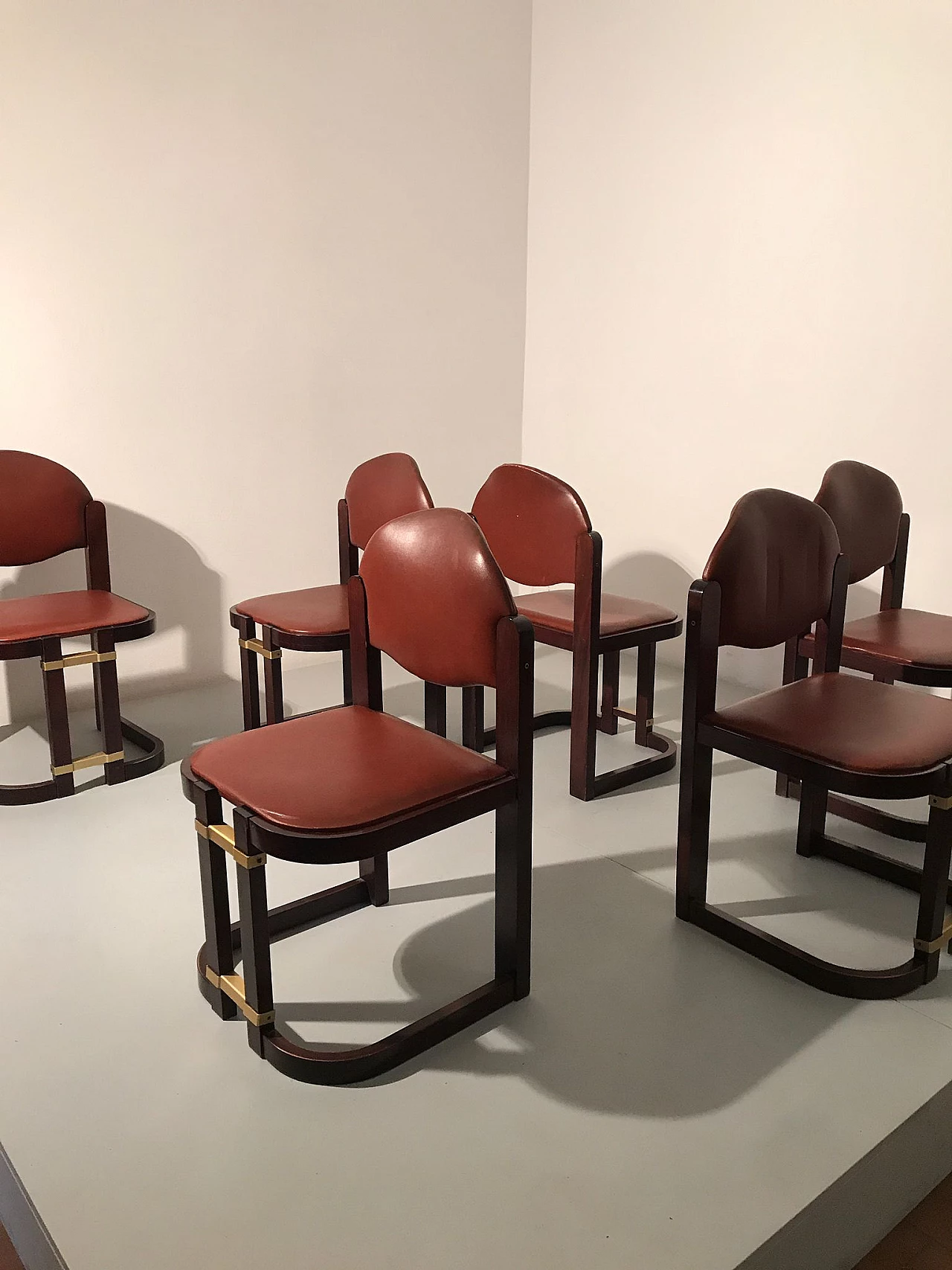 Attr. Augusto Savini 6 faux leather armchairs, 1970s 12