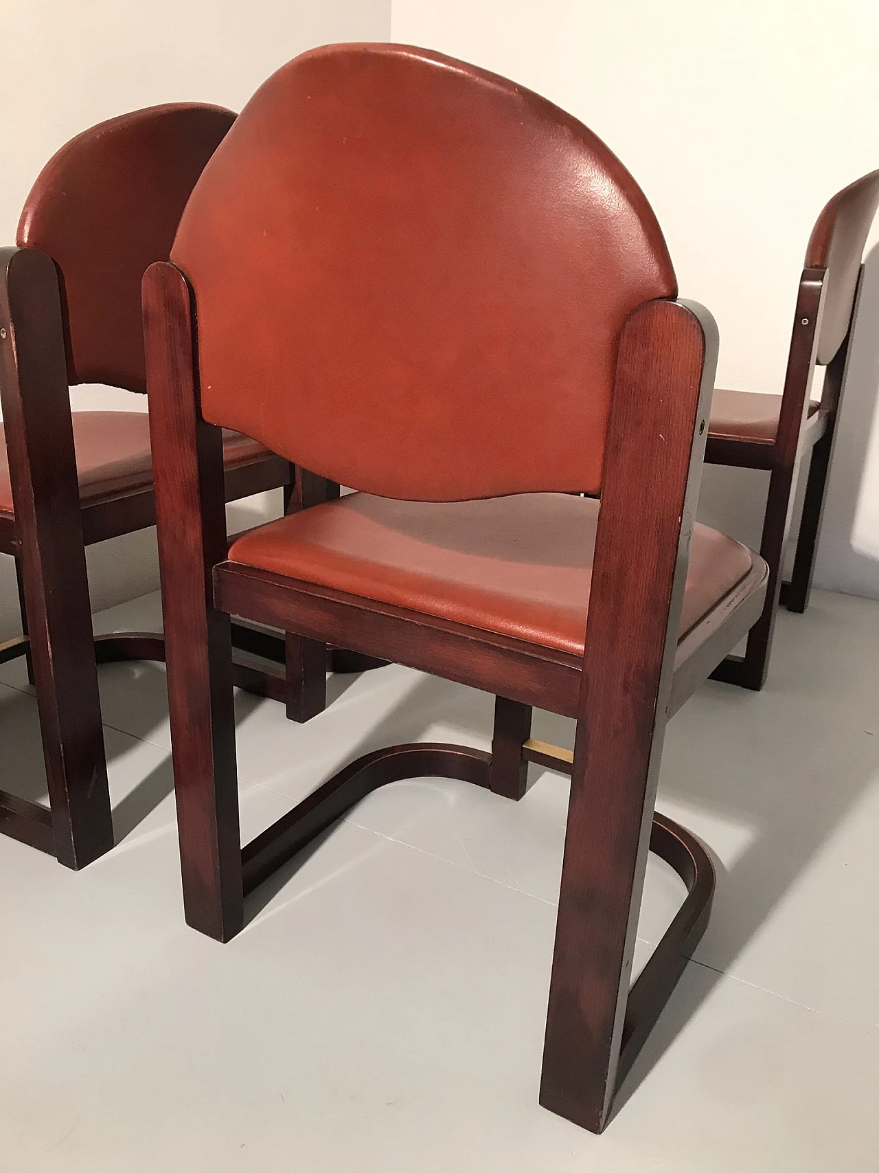 Attr. Augusto Savini 6 faux leather armchairs, 1970s 14