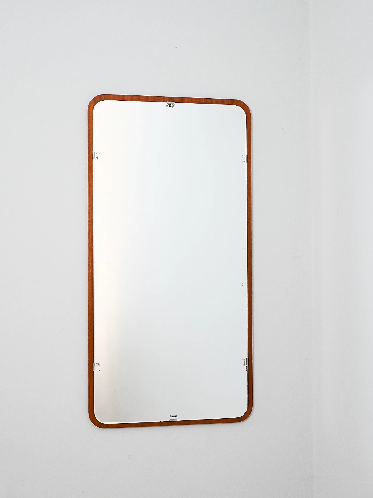 Mirror with teak frame and rounded edges, 1960s 2