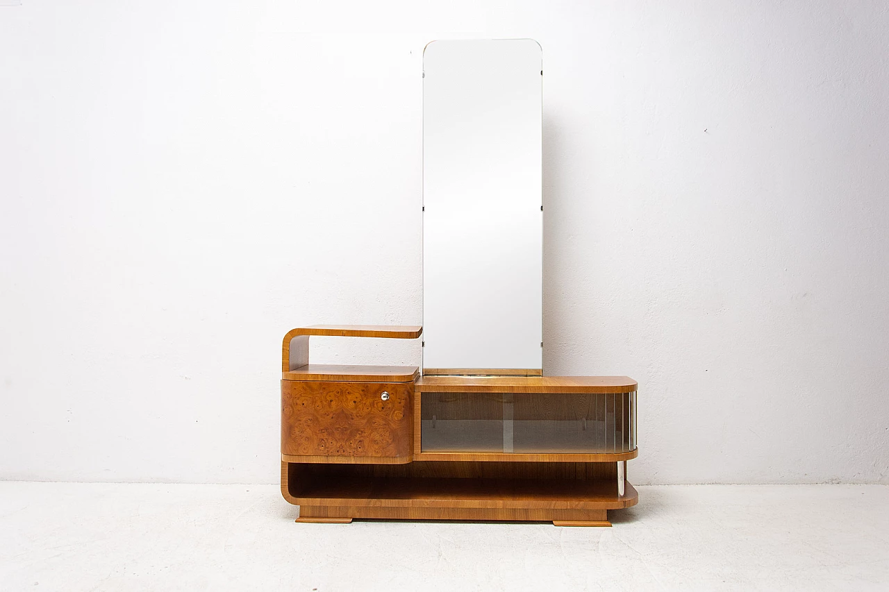 Walnut vanity unit with mirror in art deco style, 1940s 16