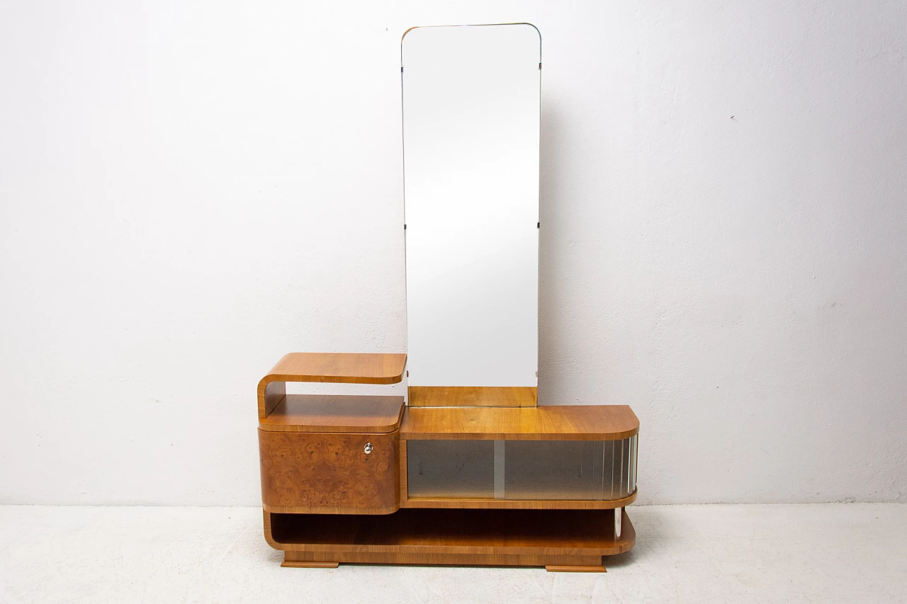 Mobile toilette con specchio in noce in stile art deco, anni '40 17