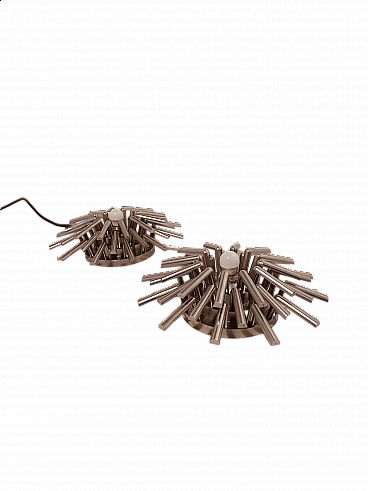 Pair of silver-plated plastic wall sconces, 1970s