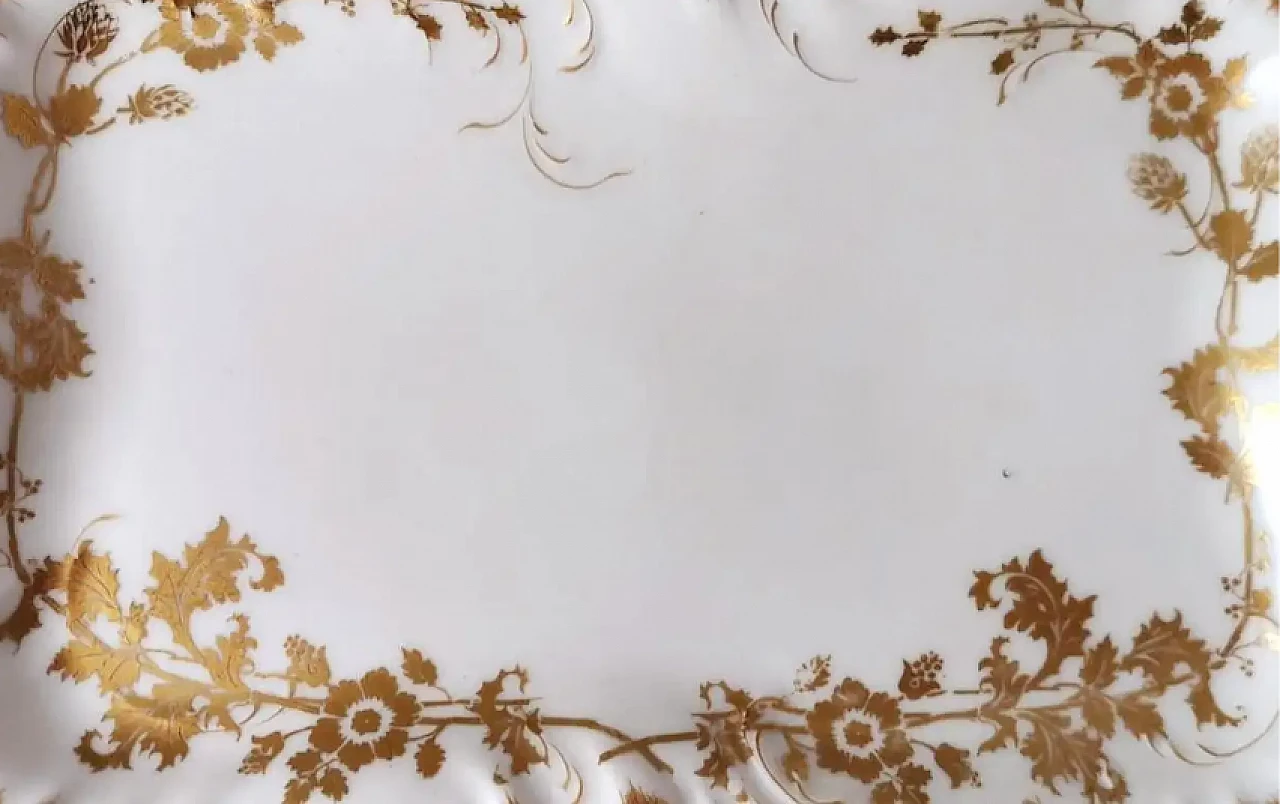 Pair of French white porcelain trays with gold decoration by Haviland, early 20th century 10