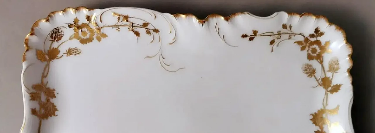 Pair of French white porcelain trays with gold decoration by Haviland, early 20th century 12