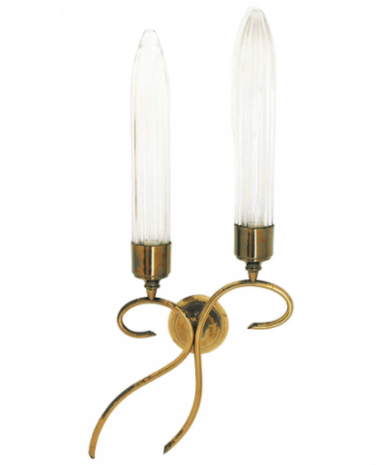 3 Two-light brass and glass wall lights by Seguso, 1950s 1