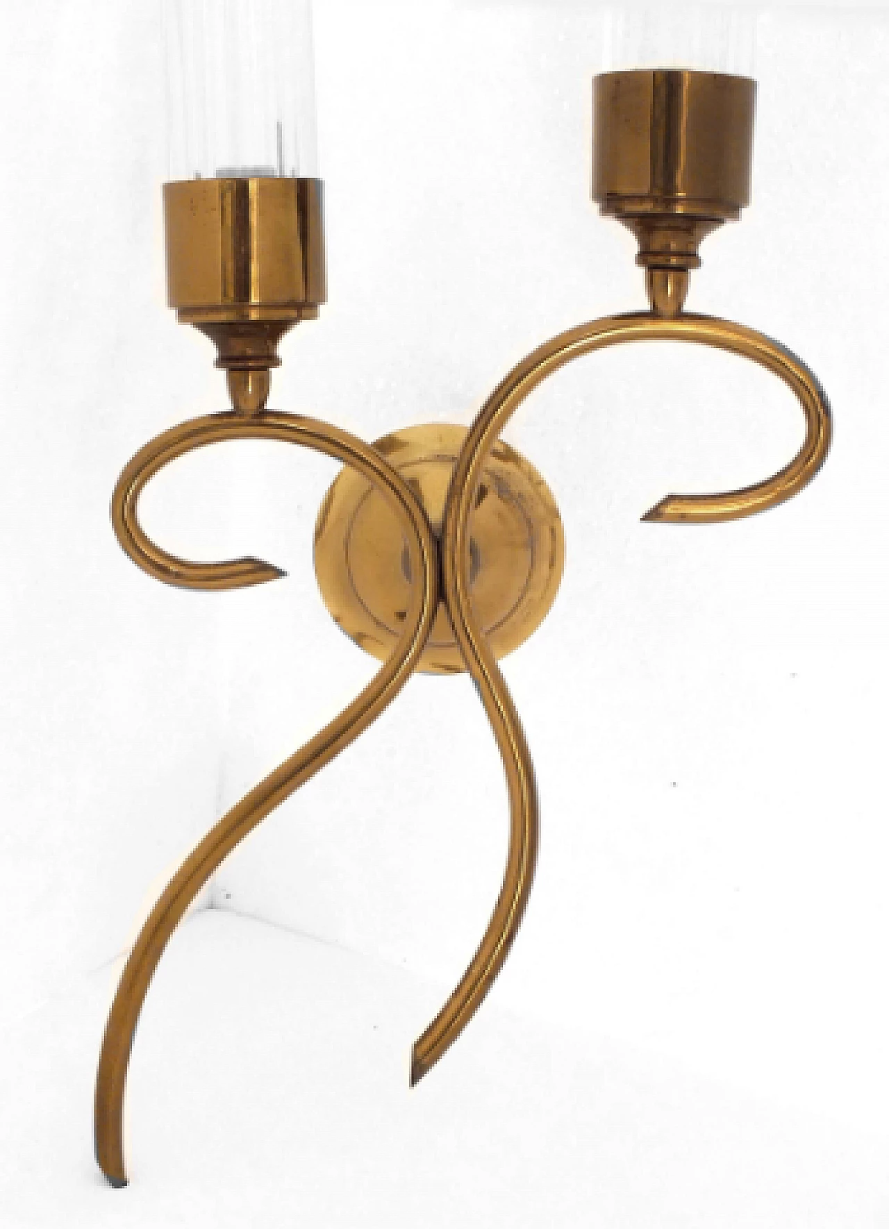 3 Two-light brass and glass wall lights by Seguso, 1950s 3