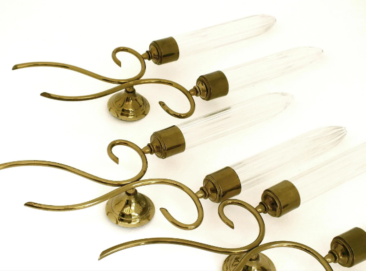 3 Two-light brass and glass wall lights by Seguso, 1950s 4