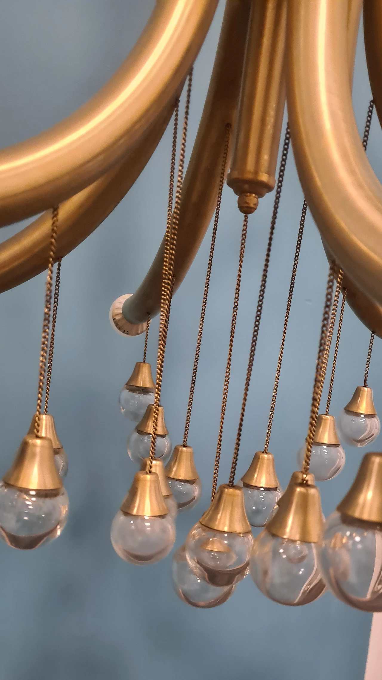 Six-light brass and glass chandelier by Gaetano Sciolari, 1970s 6
