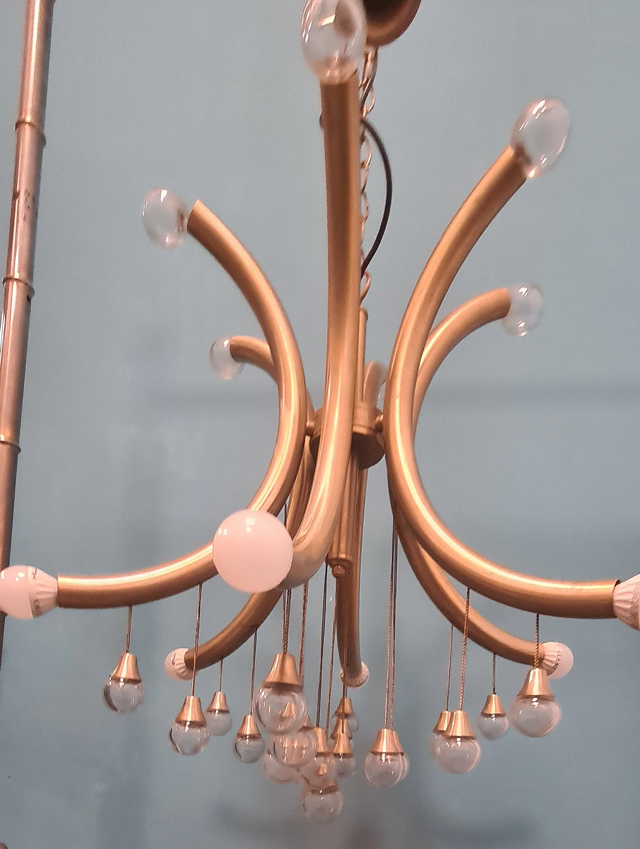 Six-light brass and glass chandelier by Gaetano Sciolari, 1970s 8