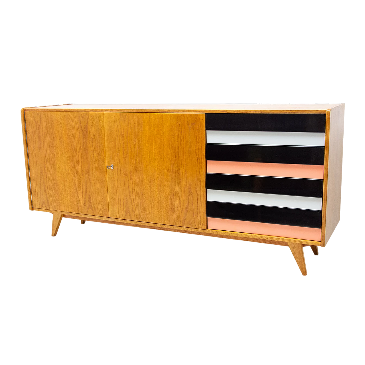 Credenza U-460 in faggio e compensato di Jirí Jiroutek per Interiér Praha, anni '60 21