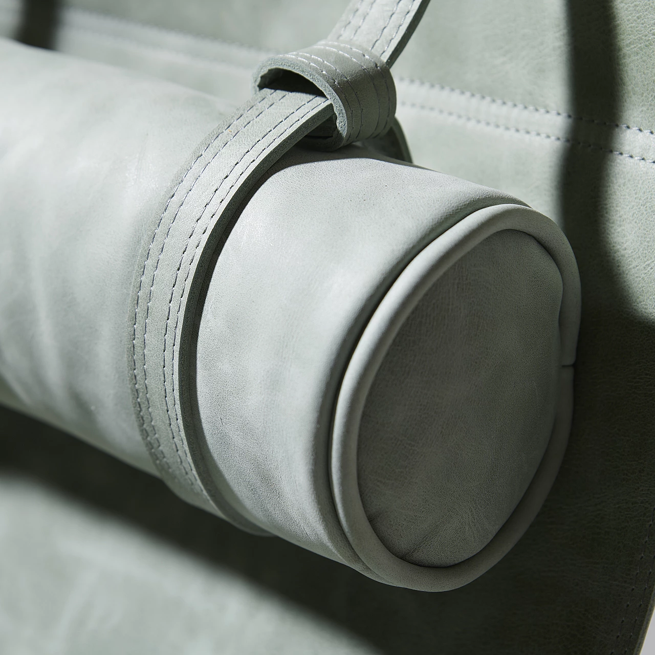 Sage green leather hanging armchair 9