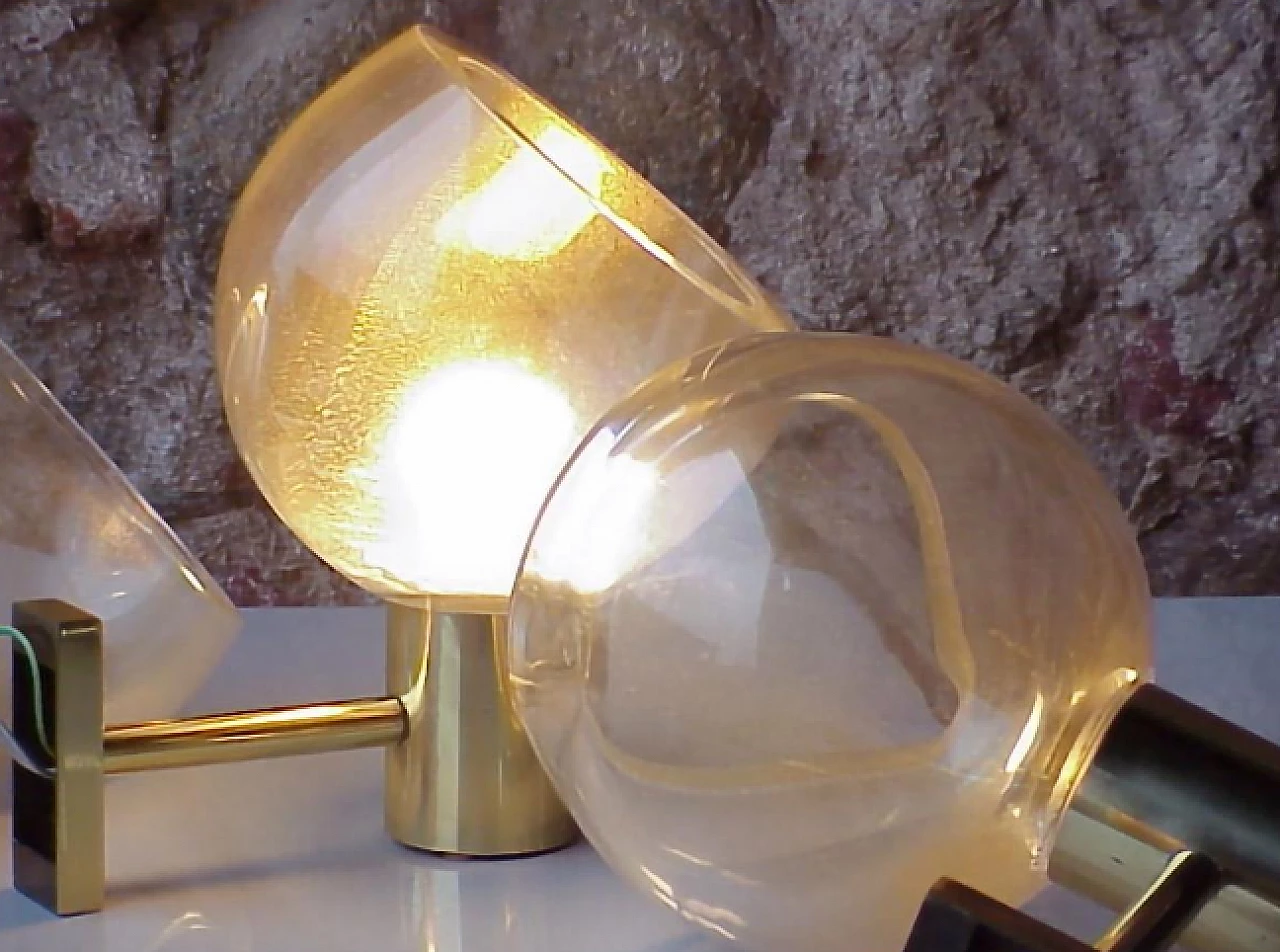 3 Brass and glass wall lights by Flavio Poli for Seguso, 1960s 6