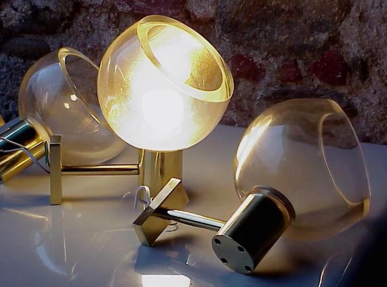 3 Brass and glass wall lights by Flavio Poli for Seguso, 1960s 10