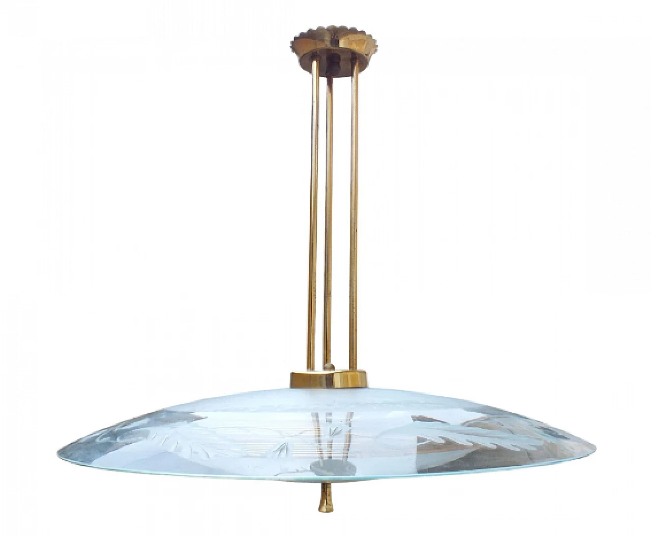 Glass and brass chandelier by Pietro Chiesa for Fontana Arte, 1950s 1