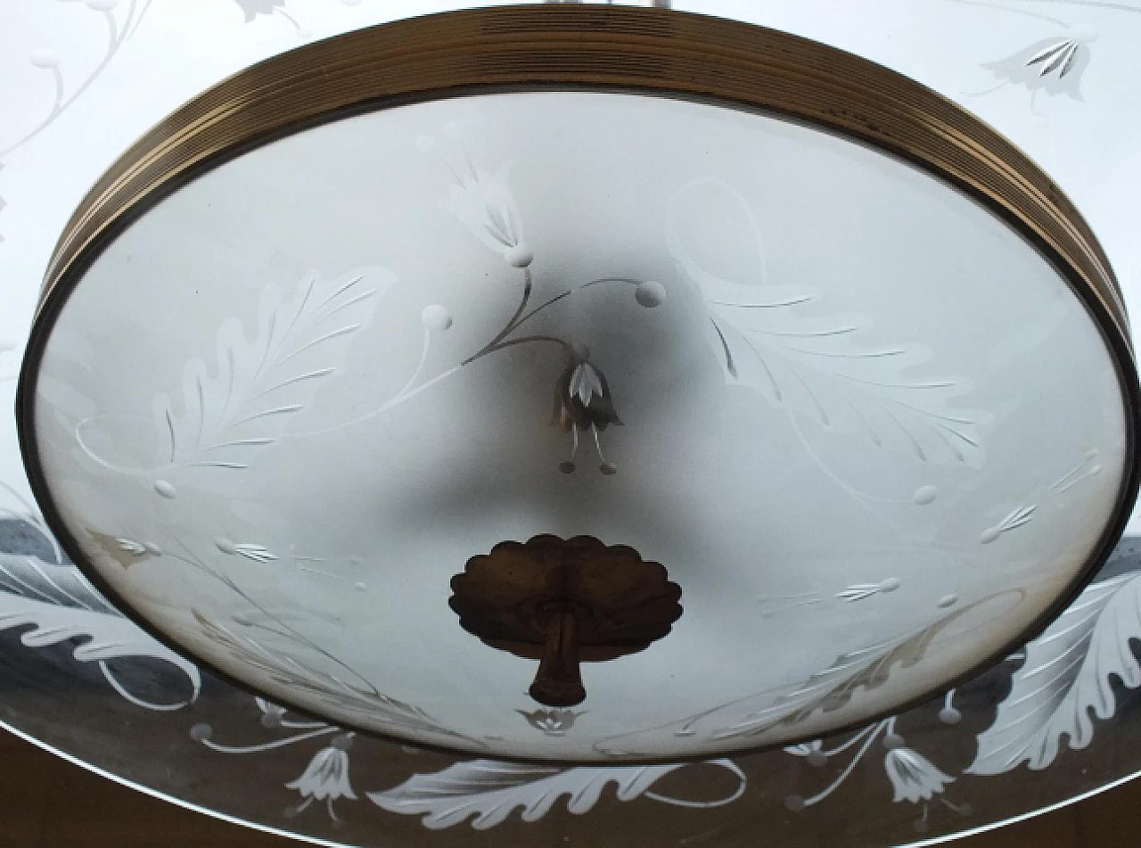 Lampadario in vetro e ottone di Pietro Chiesa per Fontana Arte, anni '50 9