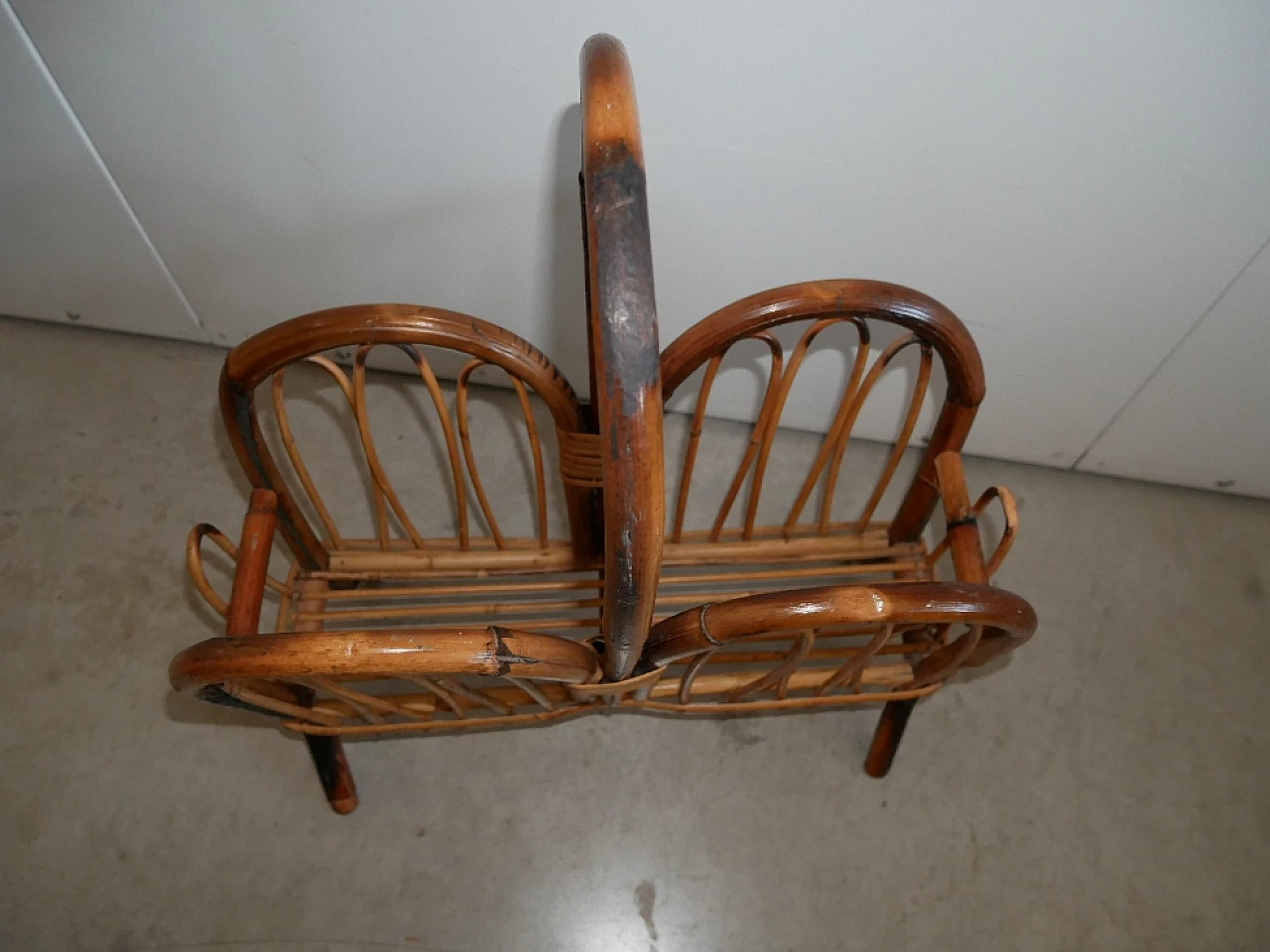 Bamboo and rattan magazine rack, 1970s 7