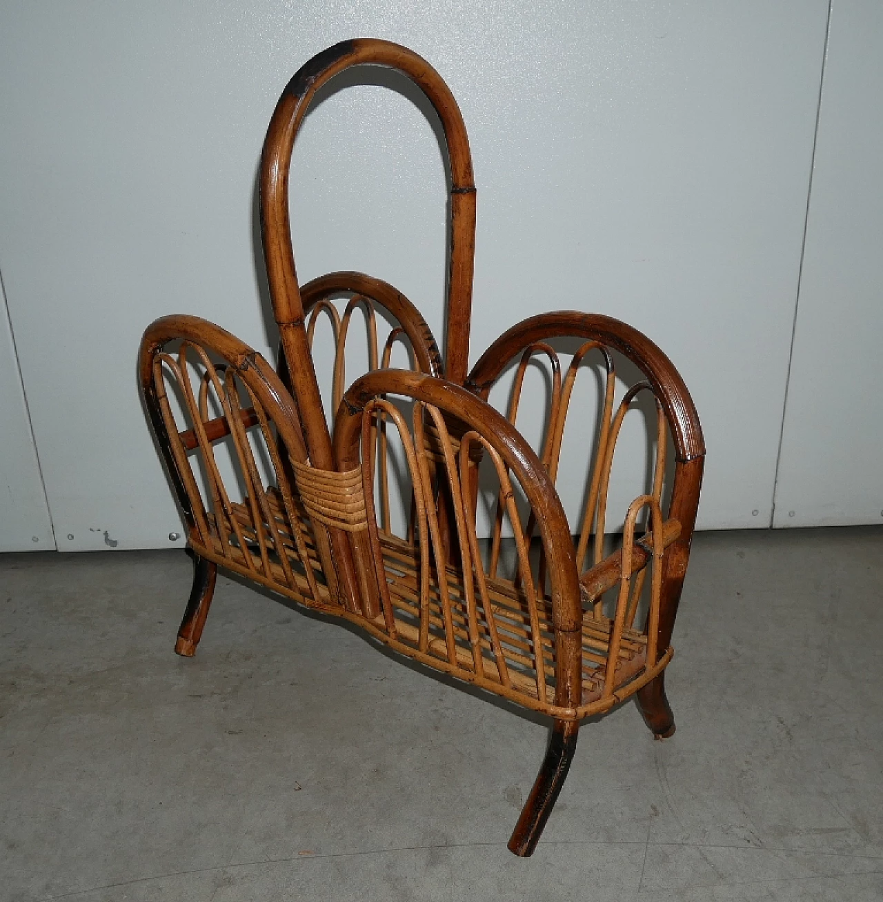 Bamboo and rattan magazine rack, 1970s 8