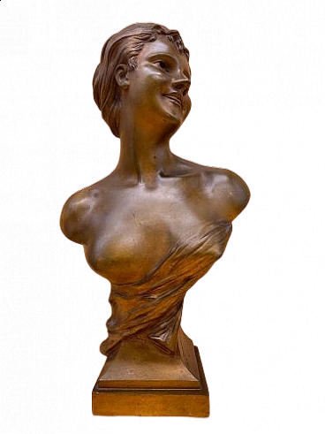 Alexandre Charpentier, busto femminile, scultura in bronzo