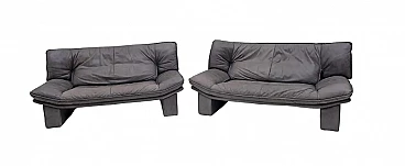 Pair of leather sofas by Nicoletti Salotti, 1980s
