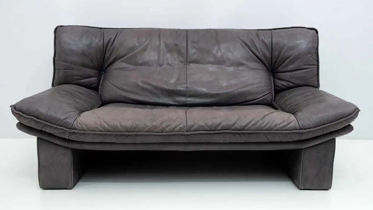 Coppia di divani in pelle di Nicoletti Salotti, anni '80 2