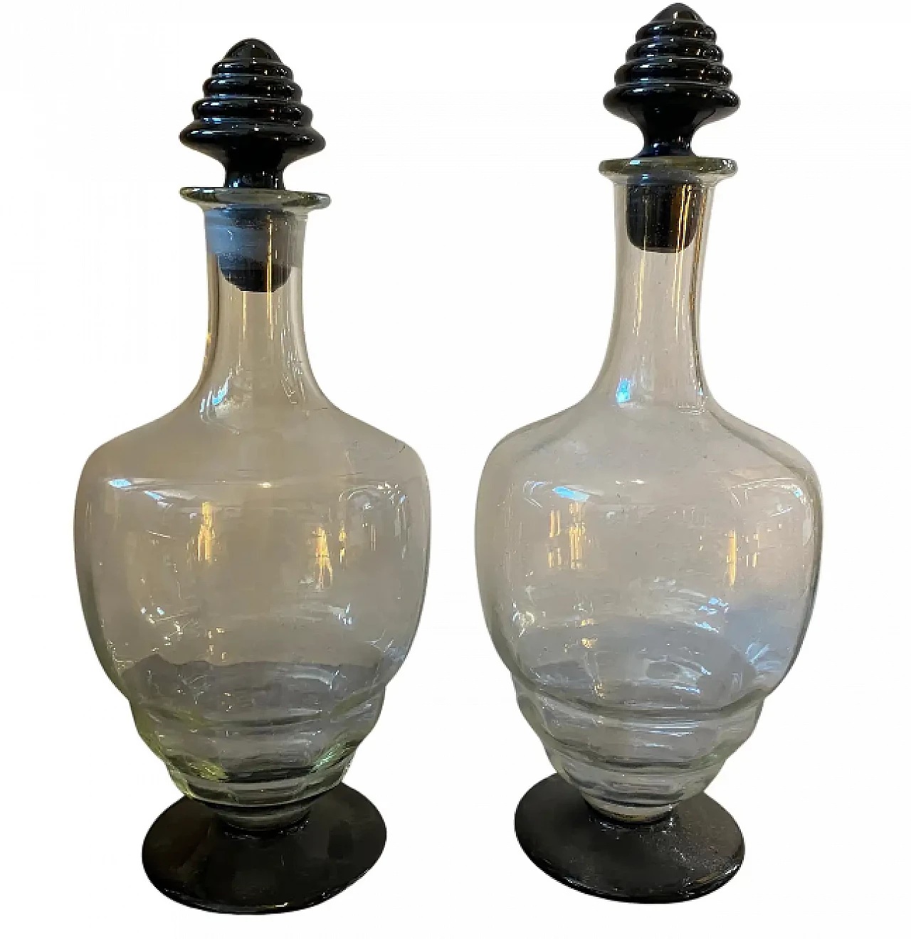 Pair of Murano glass bottles in the style of Napoleone Martinuzzi, 1930s 2