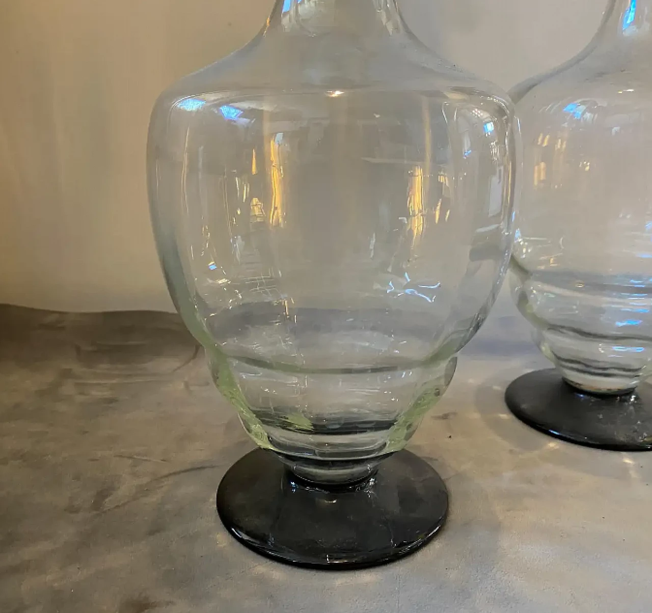 Pair of Murano glass bottles in the style of Napoleone Martinuzzi, 1930s 10