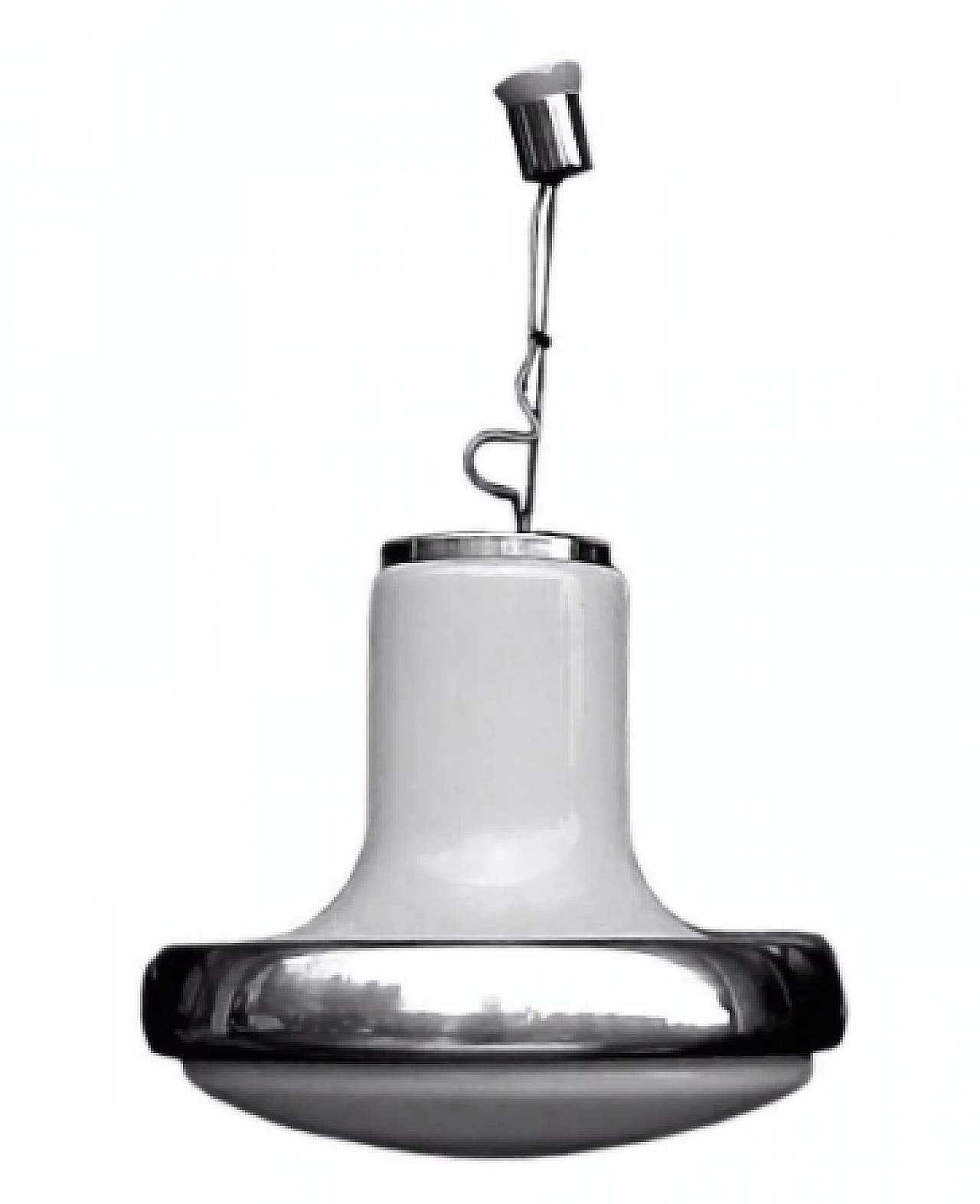 Lampada a sospensione in alluminio e vetro di Luci, anni '60 2