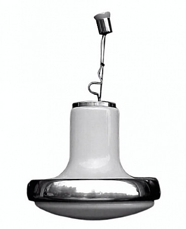 Aluminum and glass hanging lamp by Luci, 1960s