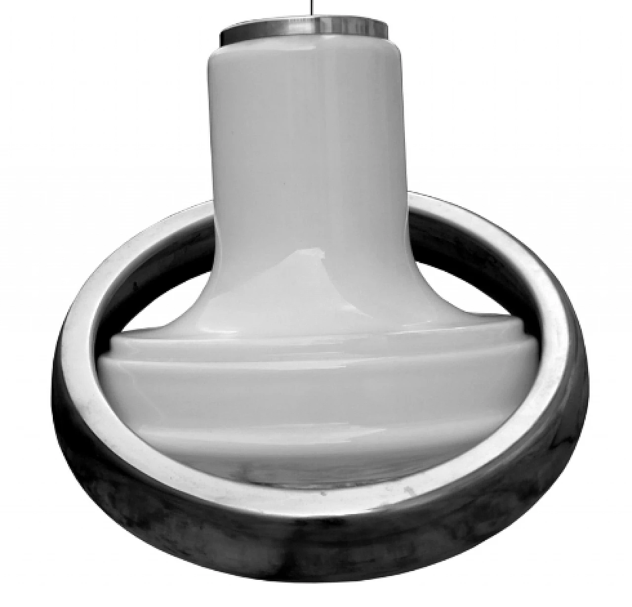 Aluminum and glass hanging lamp by Luci, 1960s 3