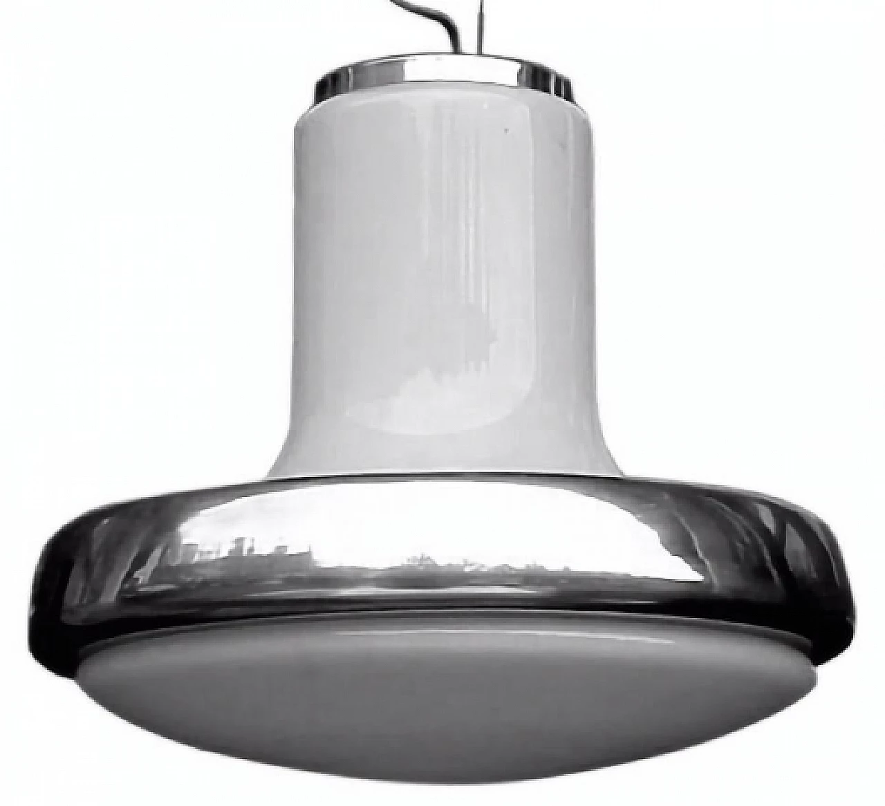 Aluminum and glass hanging lamp by Luci, 1960s 4