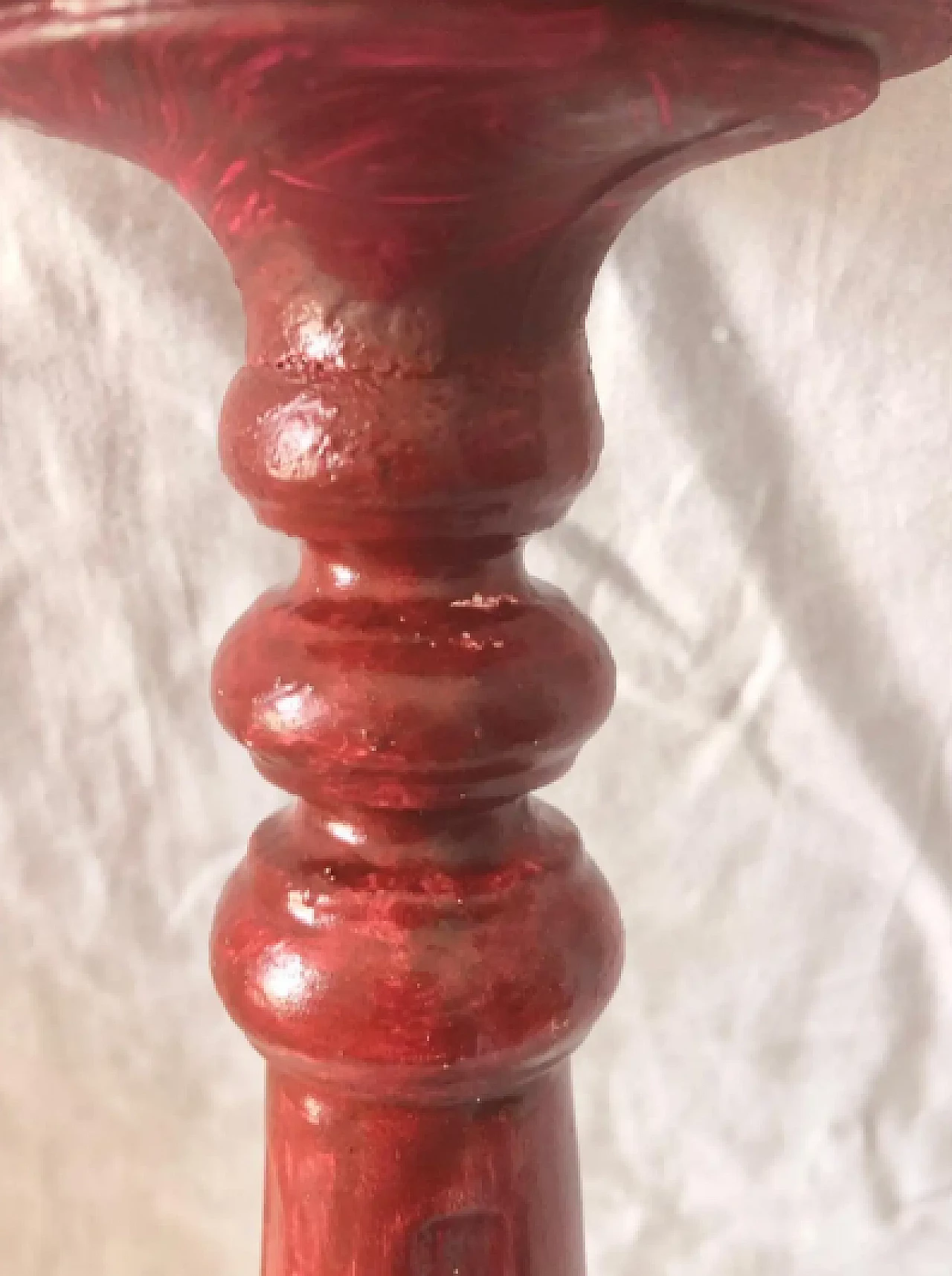 Carved wooden candelabrum lacquered in gold and wine red, 1940s 9