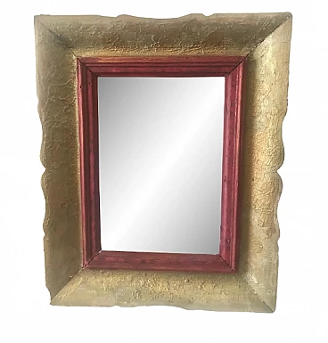 Gilded wooden frame with gold and wine red highlights, 1940s