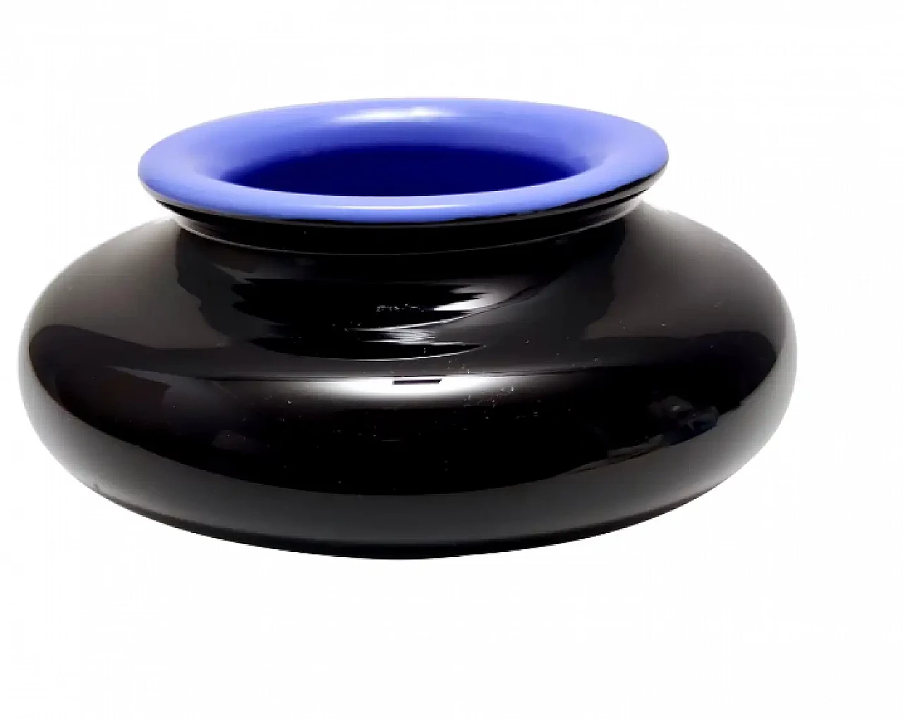 Vase in black and cornflower blue layered glass, 1980s 1