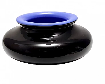 Vase in black and cornflower blue layered glass, 1980s