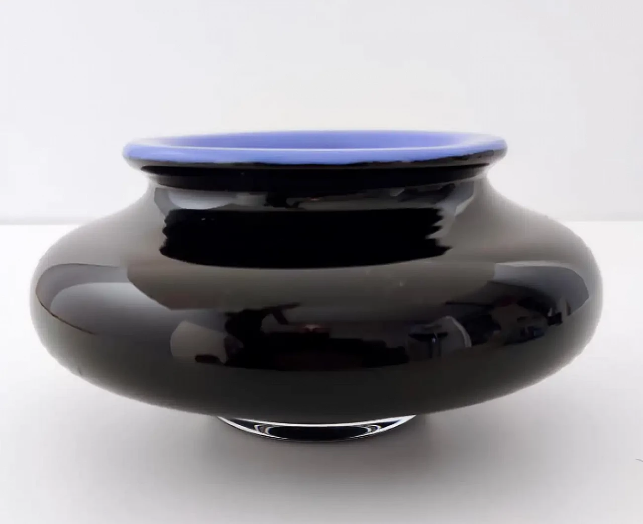 Vase in black and cornflower blue layered glass, 1980s 5