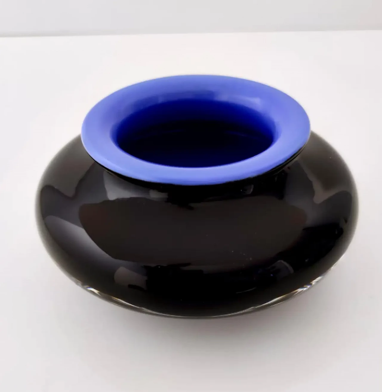 Vase in black and cornflower blue layered glass, 1980s 6