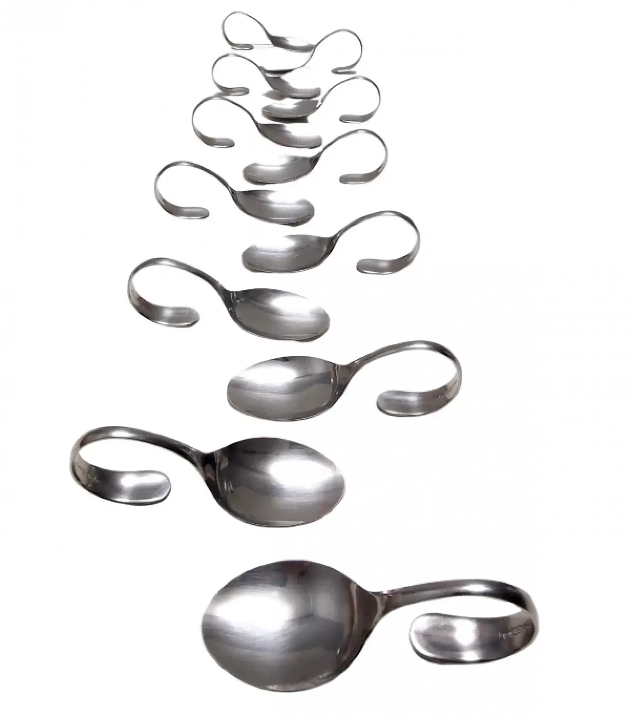 12 Steel Serving spoon by Pinti, Italy, 1980s 1