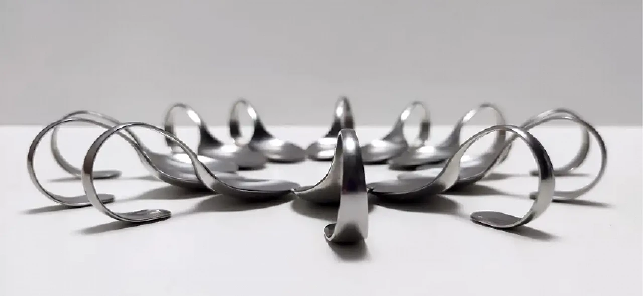 12 Cucchiai da portata in acciaio di Pinti, anni '80 5