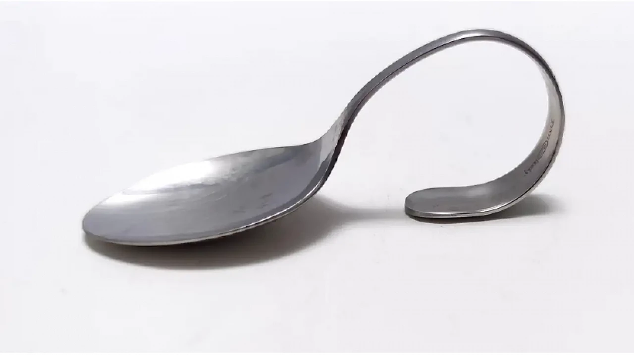 12 Steel Serving spoon by Pinti, Italy, 1980s 10