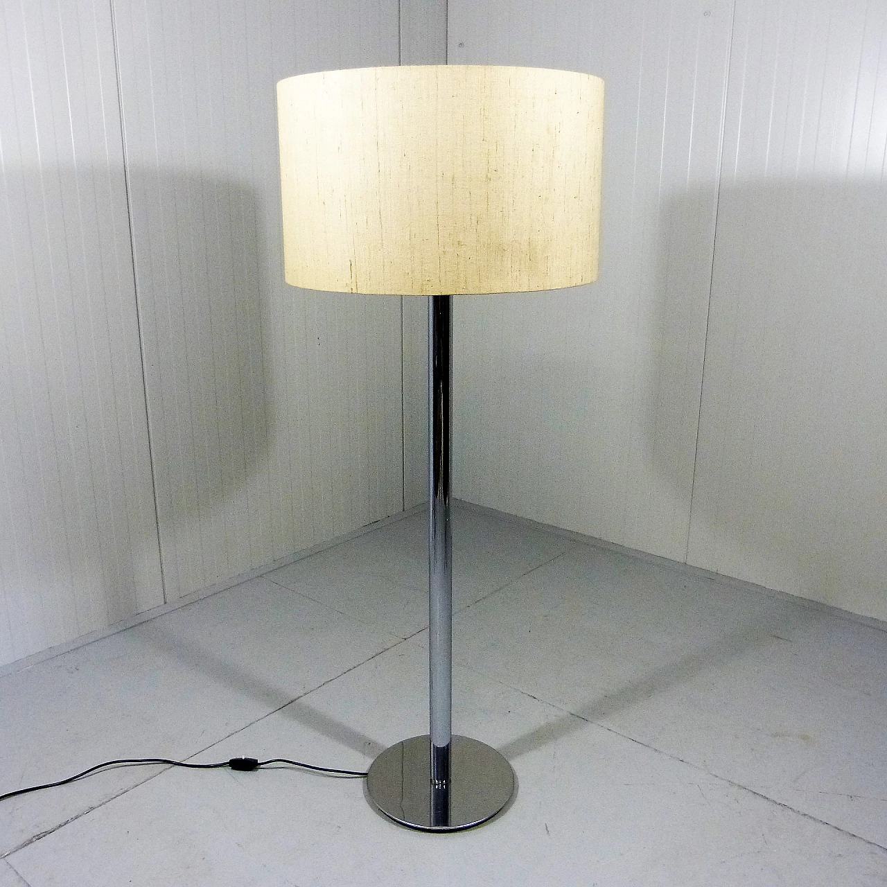 Floor lamp with chrome frame and fabric shade by Staff Leuchten, 1960s 1
