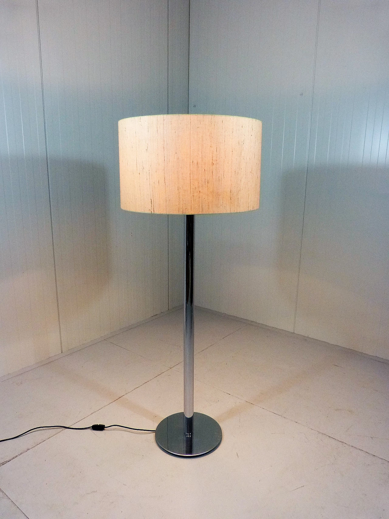Floor lamp with chrome frame and fabric shade by Staff Leuchten, 1960s 3