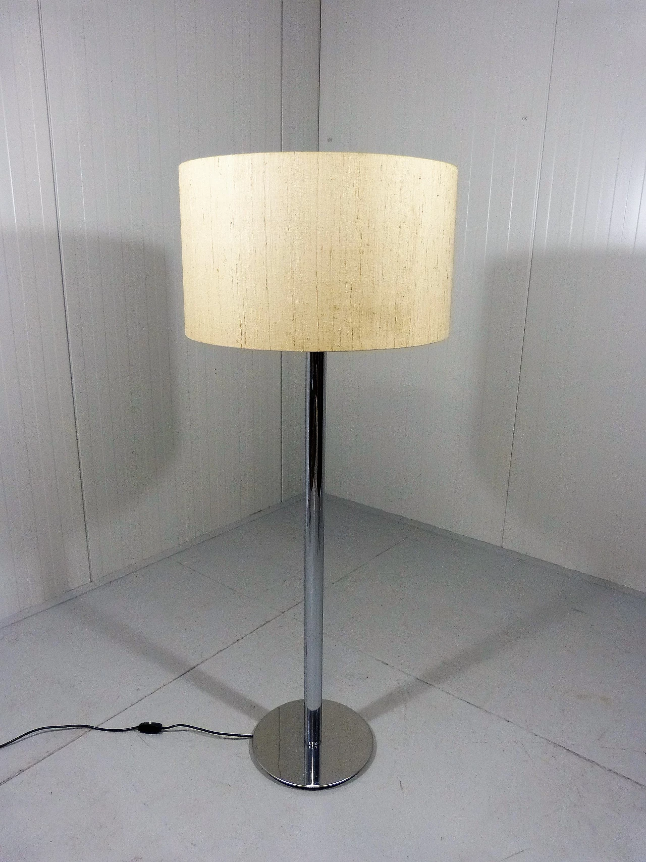 Floor lamp with chrome frame and fabric shade by Staff Leuchten, 1960s 4