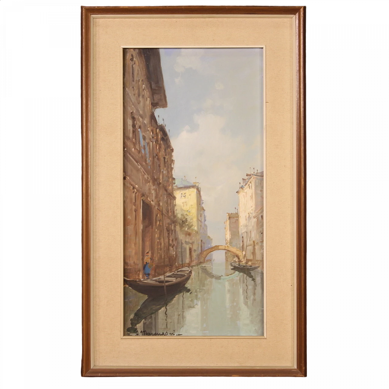 Dipinto di veduta di Venezia, olio su tela, anni '60 16