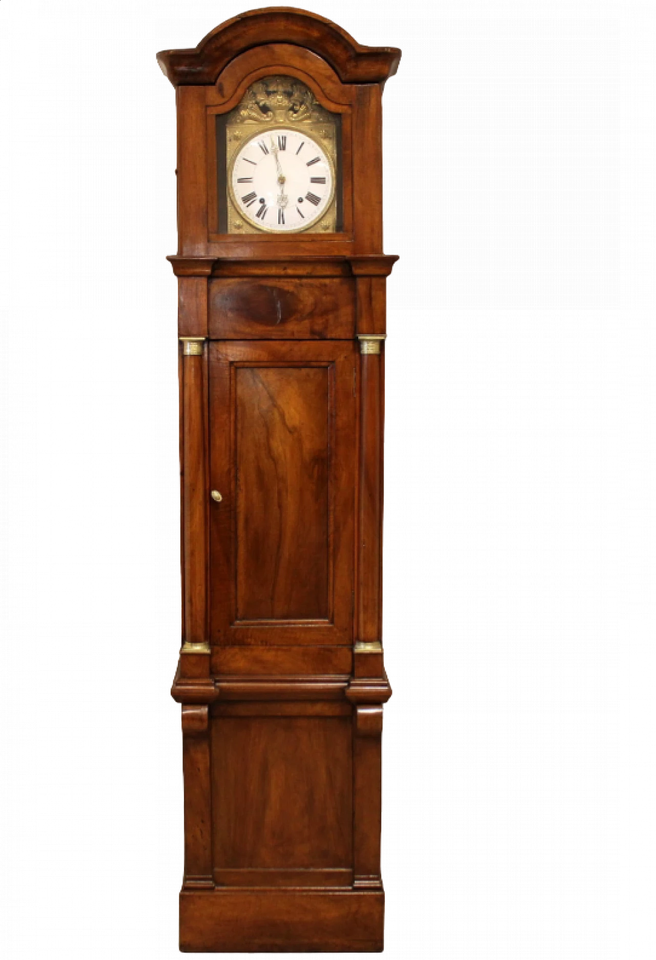 Empire walnut grandfather clock, early 19th century 11